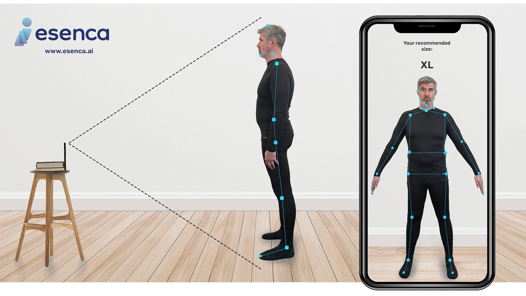  Trouver sa taille partout et en un clin d'œil : Mewa investit dans un outil de mesure des tailles pour vêtements géré par une application. (Photo : Mewa/Esenca)