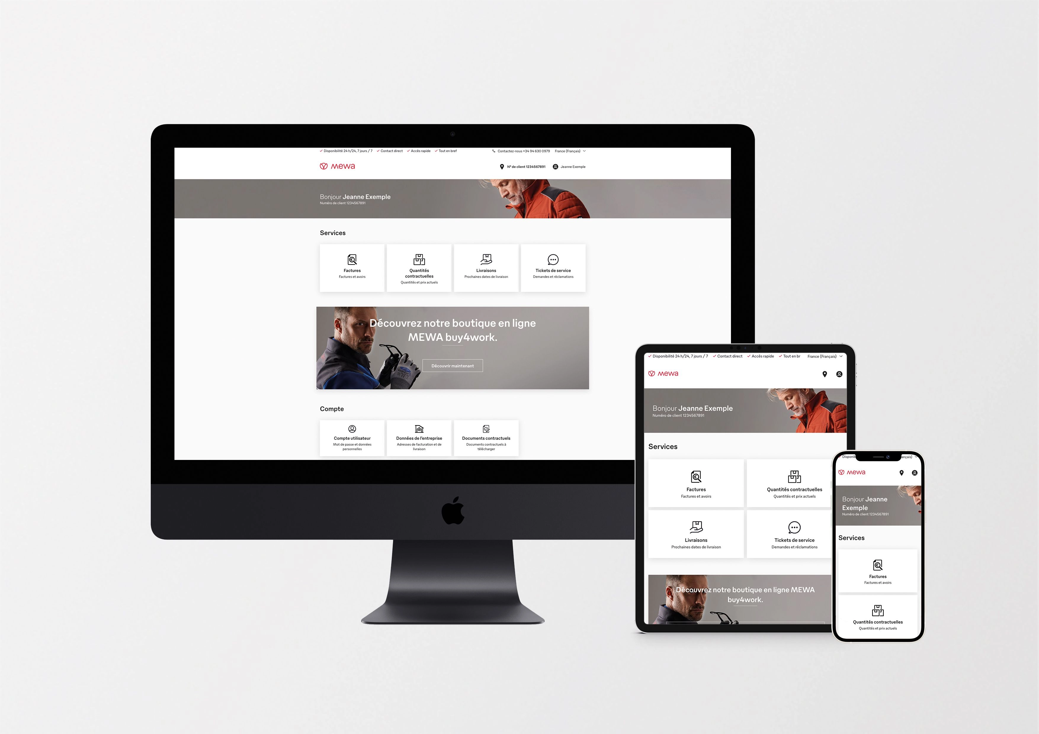 Le portail clients «myMewa» permet aux clients d’adapter rapidement leur carnet de commandes, et de créer et gérer des demandes de service 24 heures sur 24. 