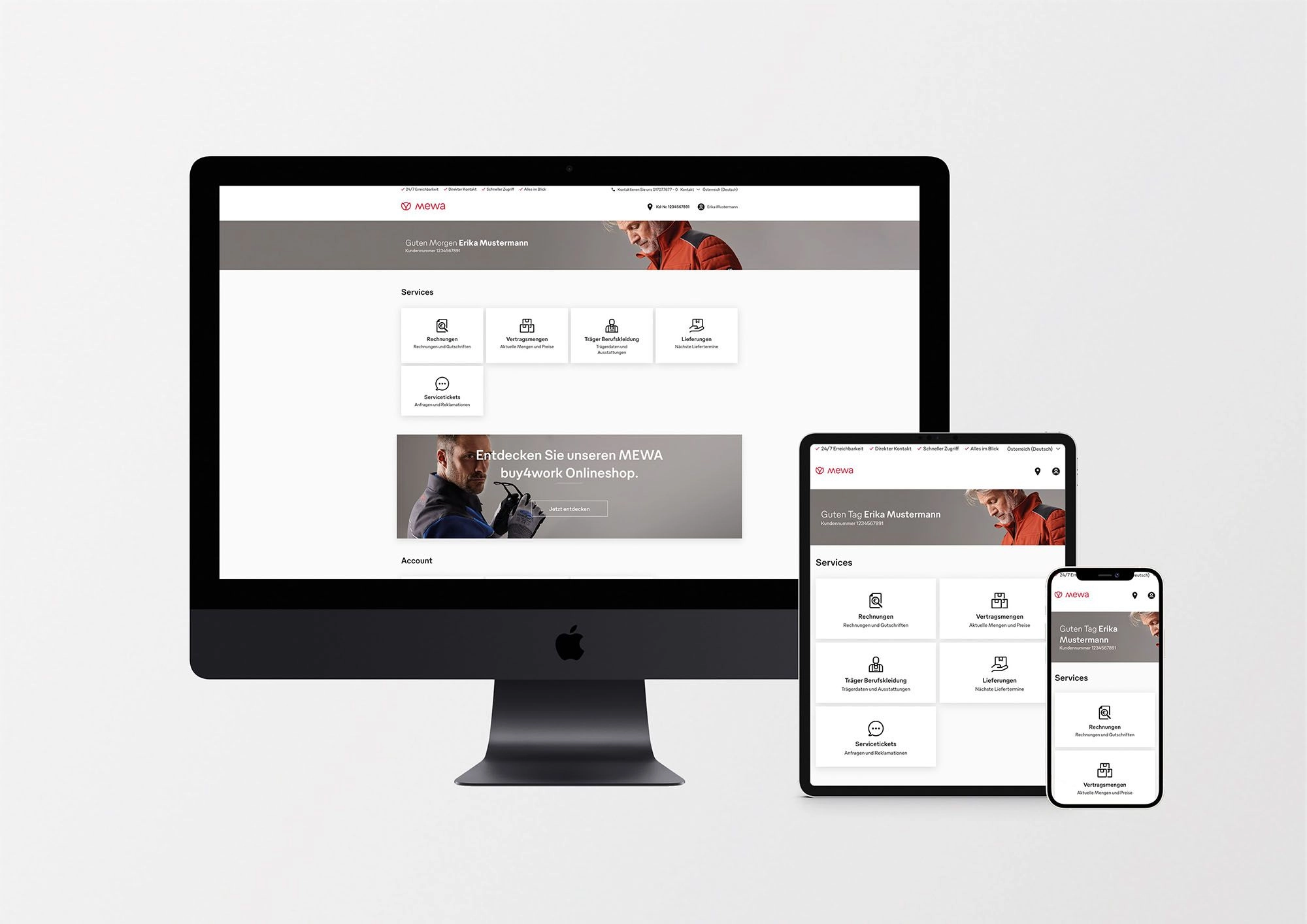 Mit dem Kundenportal „myMewa“ können Kunden ihre Bestellbestände schnell anpassen und rund um die Uhr Serviceanfragen erstellen und verwalten. 