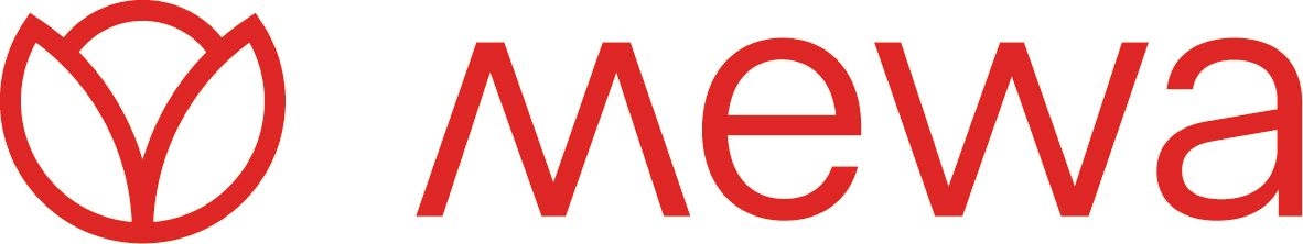 Die Mewa-Bildmarke, die Blüte, wurde formal auf das Wesentliche reduziert.